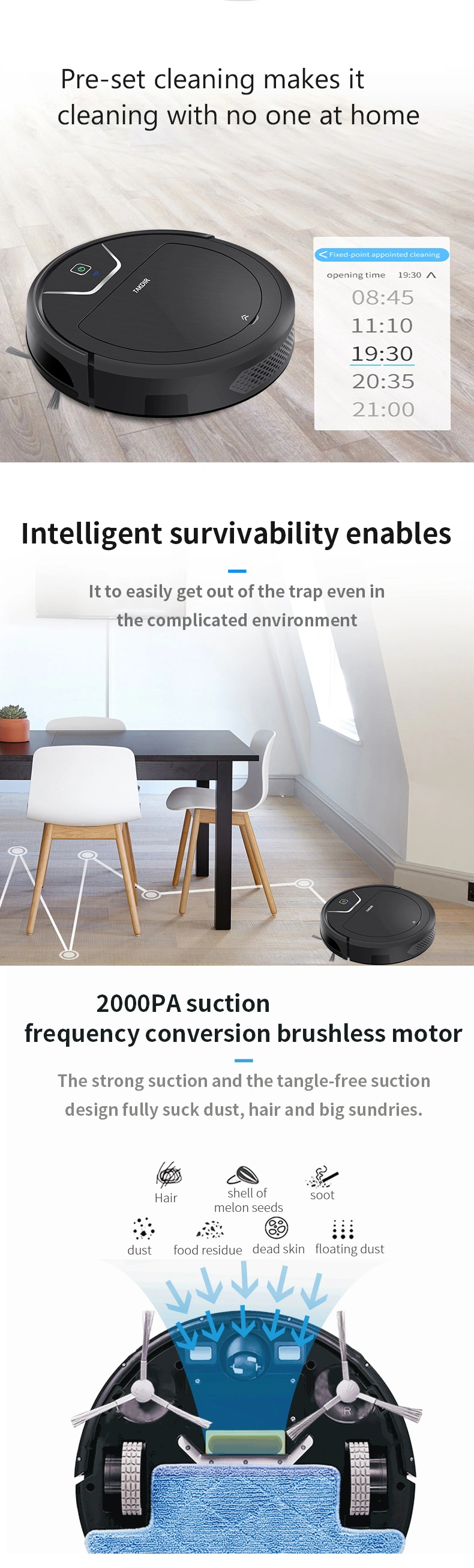 Robot Vacuum Cleaner and Mop Methodical Cleaning, Scheduling, Boundary Strips for Pet Hair, Hardwood Floors & Carpets