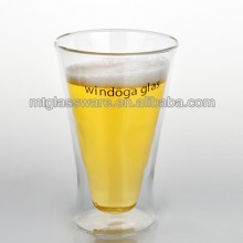 fancy design double wall drinking water glass