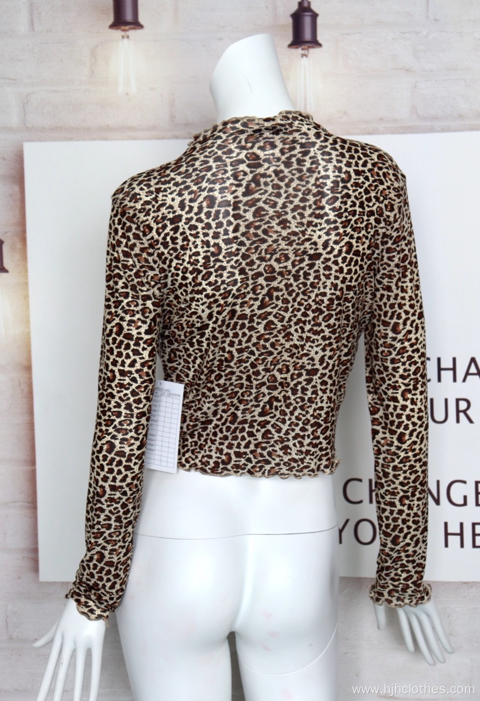 Leopard Print Hot  Drilled Pullover For Ladies