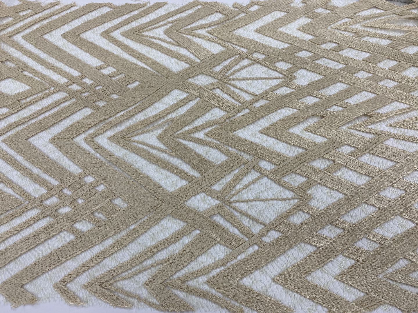 Two-Dimensional Space Pattern Beige Embroidery Fabric 