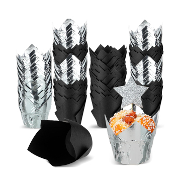 Greaseproof Cupcake Liners: Solid Colorful Paper & Aluminum Foil Tulip Muffin Liners