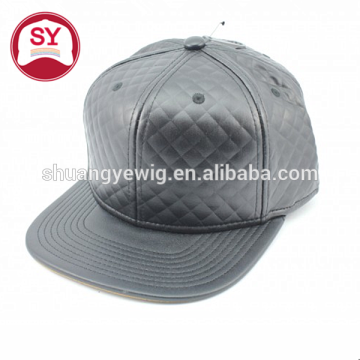 black leather plain flat brim snapback cap and blank caps