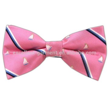 Pink color yarn dyed 100% silk woven bowtie