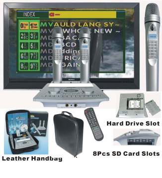 Portable KOD player with Vocal on/off with Wireless Digit Karaoke Microphone+160GB HDD slot & 8SD card Slots (KOD-100+MK100)