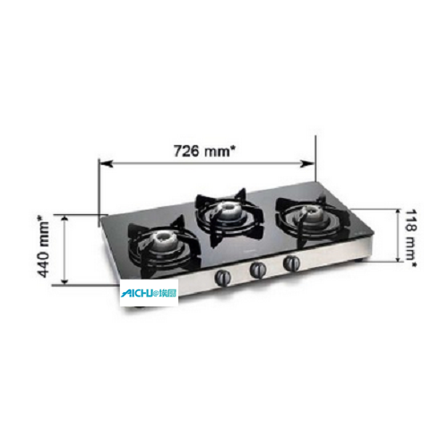 Estufa de gas de vidrio de 3 quemadores