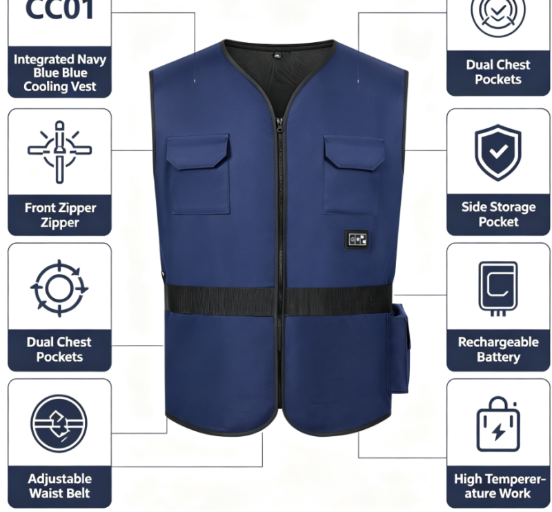 Integrated Cooling Vest, Navy Blue Workwear