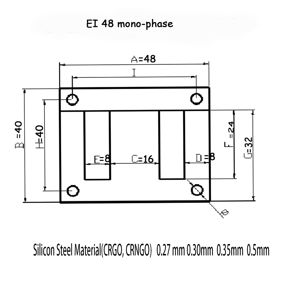 Transformer core laminated Type -EI48 without hole and with gap