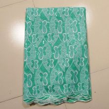 Bridal Dress Lace Fabric With Sequins , Aqua