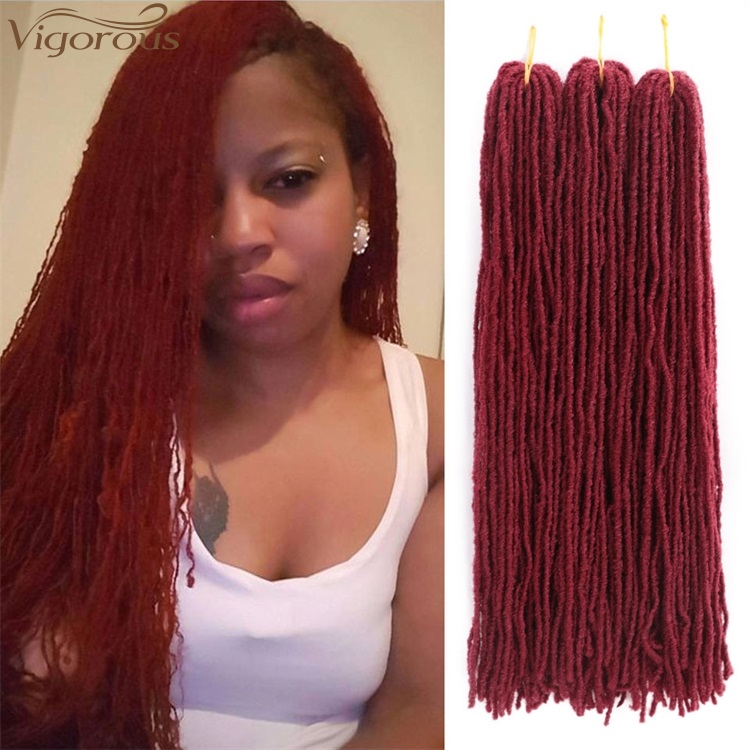 Vigorous Hot Sales 18 Inches Faux Locs Crochet Braids Soft Dread Synthetic Braiding Hair for African American Black Women