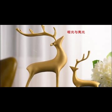 Indoor decorative small brass golden deer statue
