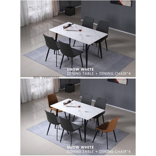 ชุดโต๊ะรับประทานอาหารแบบเรียบง่ายและเก้าอี้ 6 ตัว