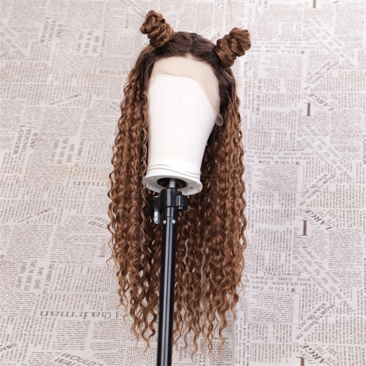 Vigorous Curly Hair Lace Front Wigs Synthetic Heat Resistant Fiber Hair Long Wigs Honey Blonde Wigs for Women