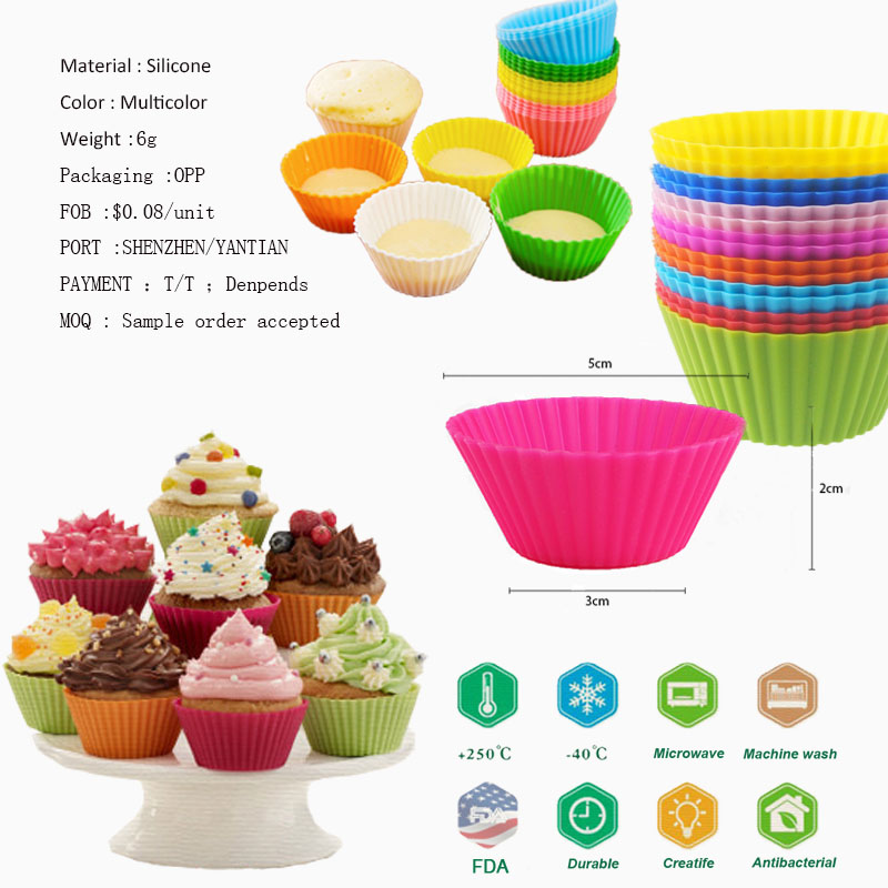 Silikonbakning Muffinkoppar Inga BPA återanvändbara non-stick cupcake foder kakbakning formar