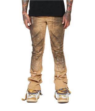 Patched Flare Distressed Ripped Man Jeans