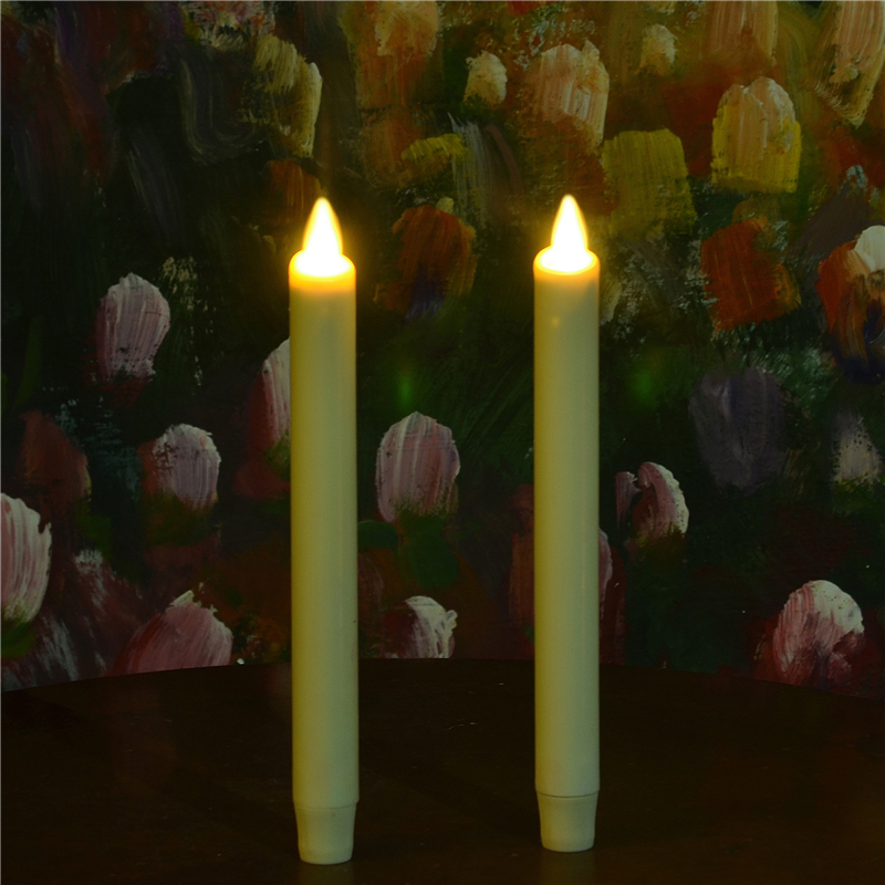 Yellow Light Plastic Flameless Taper Candles For Party