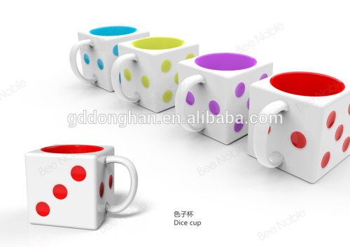 china manufacture dice design ceramic squared mug