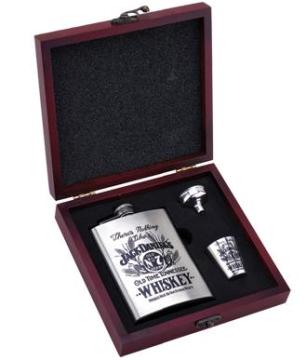 Wooden Box Packing Hip Flask Gift Set