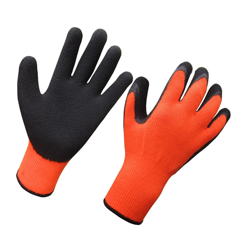 10 Gauge Acrylic Shell Napping Liner Black Latex Foam Coated Winter Gloves