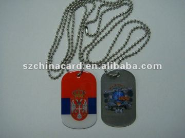 Epoxy metal dog tag with ball chain