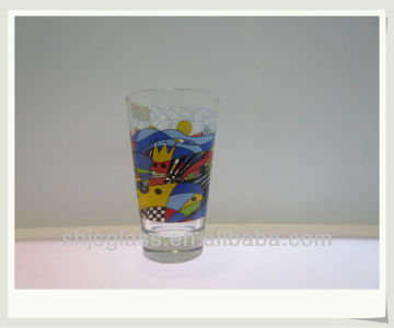 V-shaped decal glass cup
