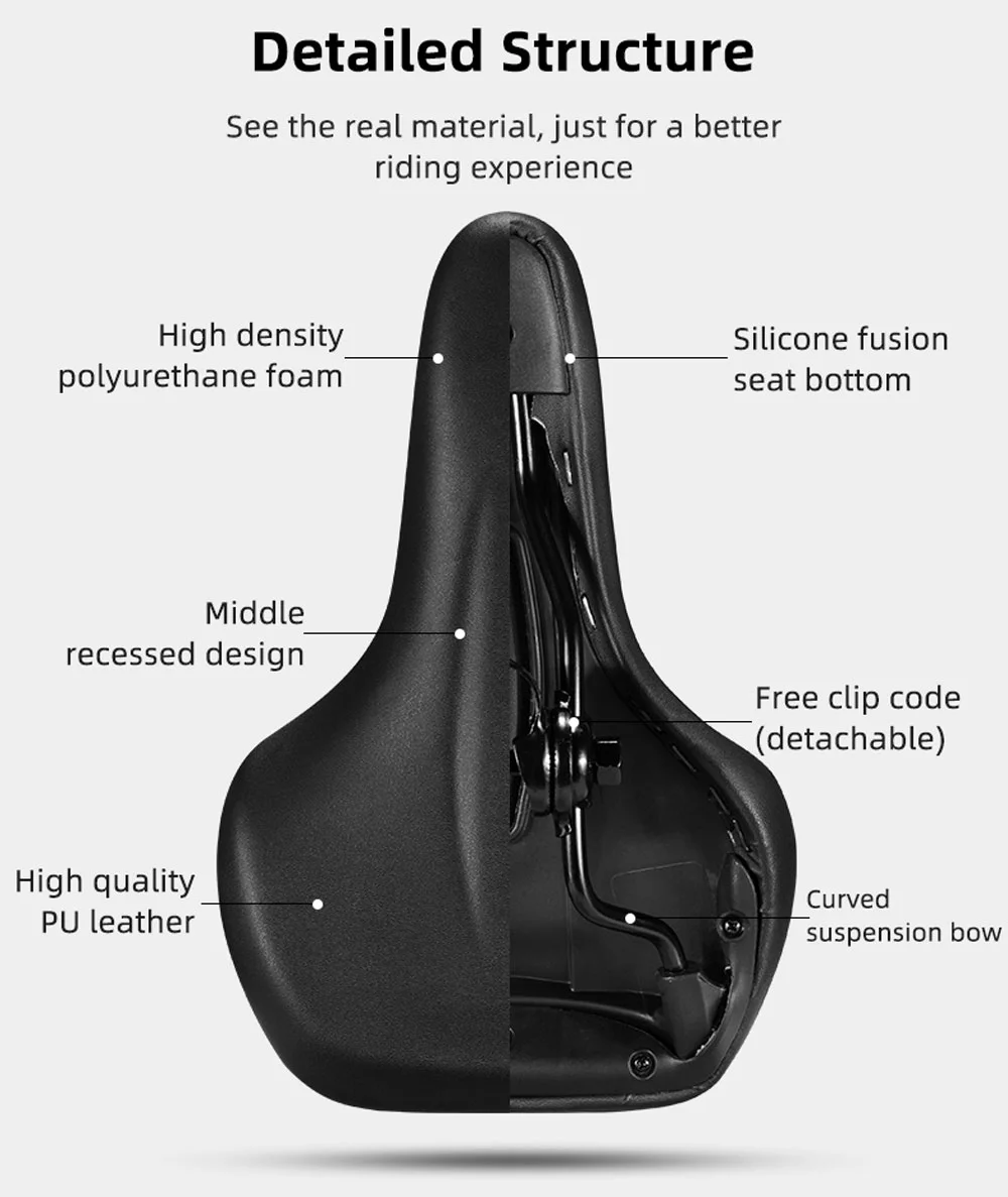 Bicycle Saddle Thickened and Widened Mountain Bike Saddle Is Soft and Comfortable