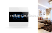 White 3 Gang Crystal Glass Panel 433MHZ WIFI Smart Light Controlled Power Remote Switch