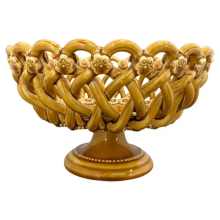 Custom Designed French Faience Woven Ceramic Fruit Bowl/Fruit Basket