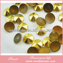 10mm Golden Cone Hotfix Metal Convex studs,paypal accepted,MOQ:5000PCS