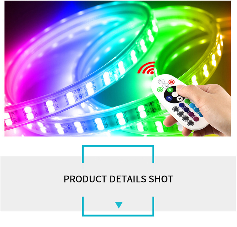 AC 220V IP65 PVC cover Double-Row Smart Light Strip Multi Color RGB cover flexible strip SMD 5050 led rope light