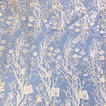 White Crystal Sequin Tulle Embroidery Fabric