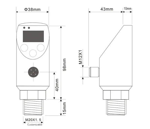 Output 2× PNP/NPN + Current/Voltage Pressure Transmitter