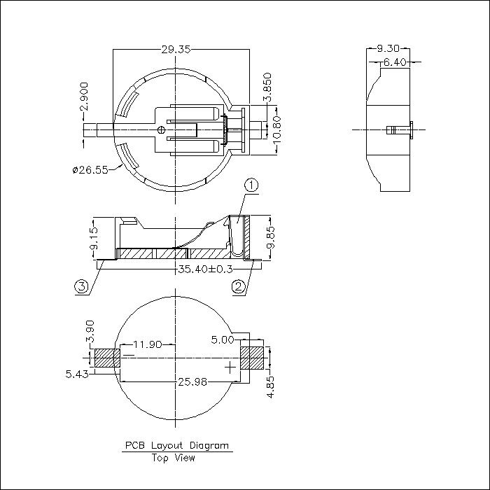 Coin Cell Holders SMT FOR CR2450D BT-M-SN-R-CR2450E