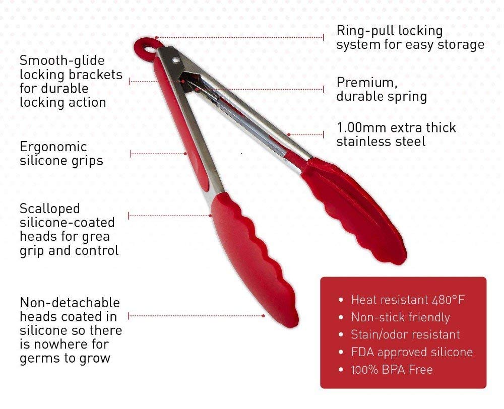 Heat Resistant Premium Silicone Food Tongs