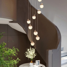 Contemporary Villa Staircase Lighting: Latest 3000K Golden Acrylic Ball Chandelier
