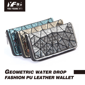 Custom PU leather fashion water drop long wallet