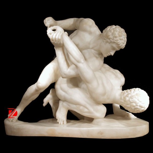 naked marble fighting man sculpture