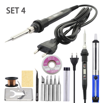 EU 220V 80W LCD Soldering Iron Set for Pyrography Art and Wood Burning
