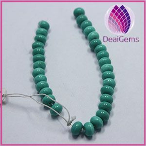 Bead porcelain green 8X5mm rondelle