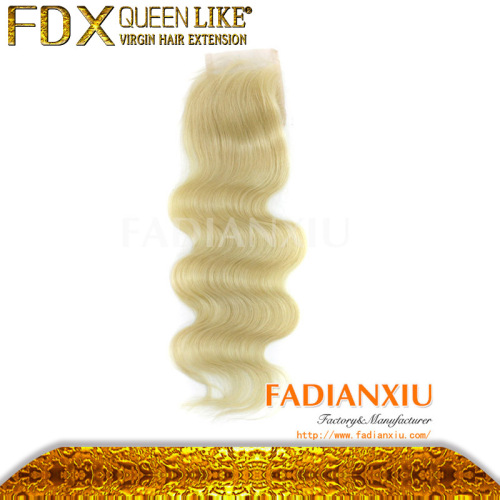 Blonde #613 Lace Closure 100% Human Hair Excellent Remy Hair (FDXJ-C594)