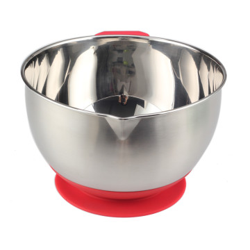 Long Handle Stainless Steel Salad Bowl with Spout