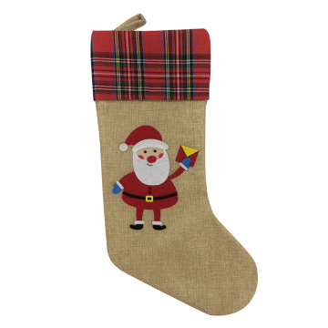 Christmas burlap stocking with scottish style