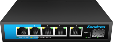 5-Ports Unmanaged Ethernet 2.5G Switch 10G SFP Ports