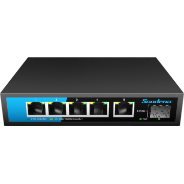 5 puertos no administrado Ethernet 2.5G Switch 10G Puertos SFP