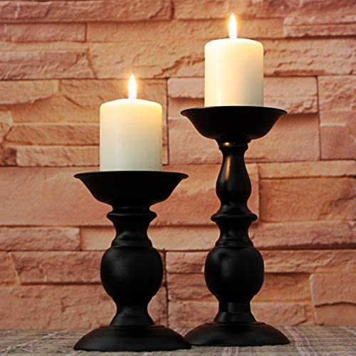 Black Metal Filar Candle Holar z zestawem 2