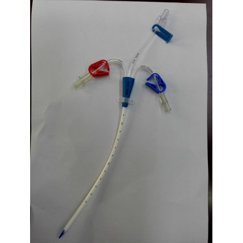 Disposable triple lumen hemodialysis catheter