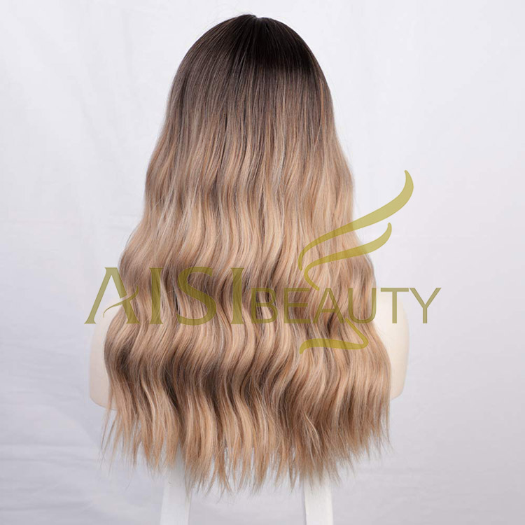 Aisi Beauty Wholesale Vendor Long Wavy Body Wave Ombre 613 Blonde Wig Lace Frontal Synthetic Hair For Black Women Lace Front Wig