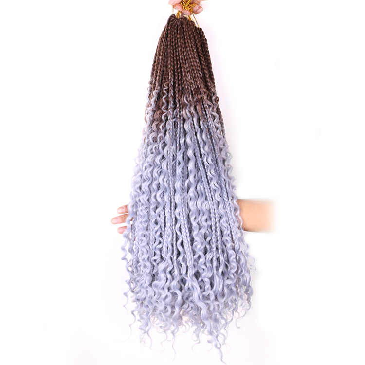 Ombre Box Braids Bohemian River Locs Crochet Messy Goddess Braids Curly