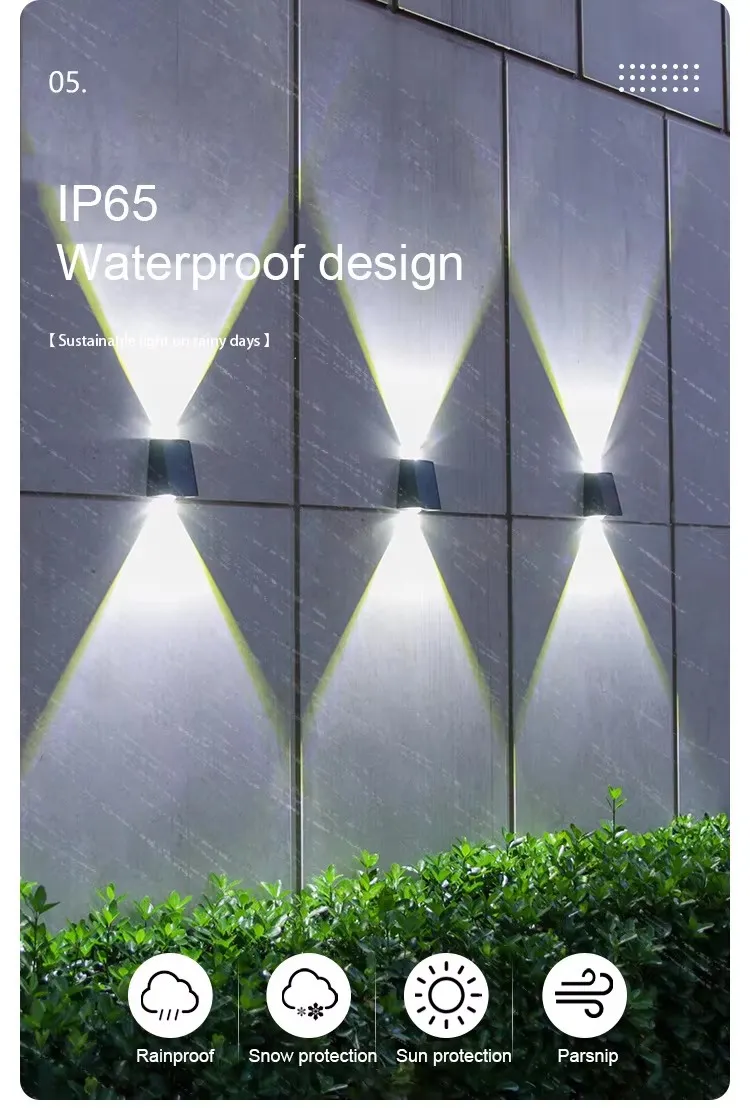 Solar Powered Waterproof Outdoor Wall Light for Gardens