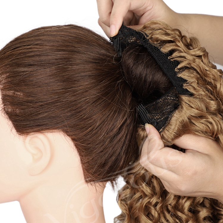 Easy Wear New Fashion Lowest Cheap Price For Women Natural Textured Afro Fiber Drawstring Curly Ponytail