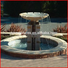 Natural stone garden water bowl fountains marble and metal basin fountain